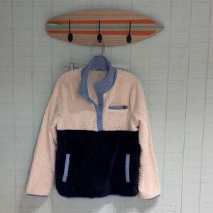 Simply Southern Two-Tone Fleece Pullover Jacket - Cream & Navy